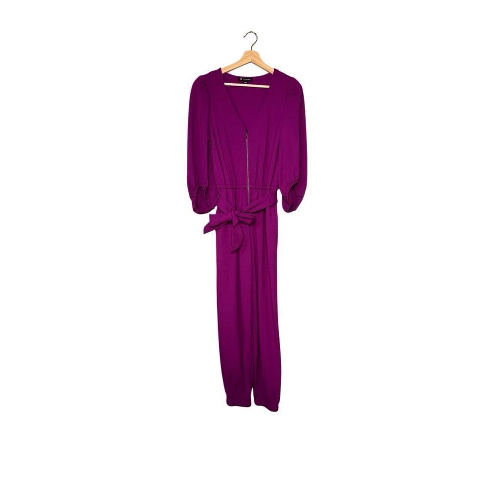 INC International purple V neck bishop sleeve jumpsuit size M - Picture 3 of 16